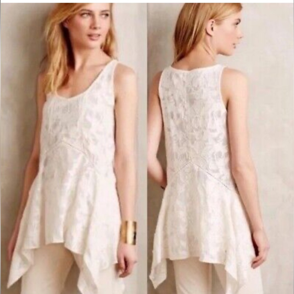 Anthropologie Vanessa Virginia Lace Embroidery Tunic